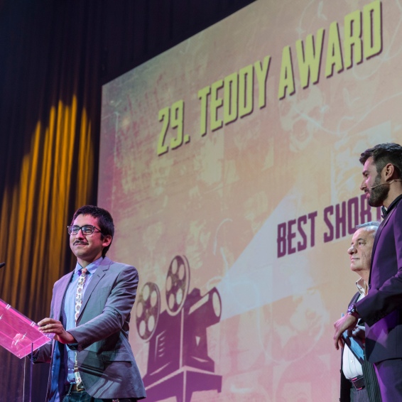 Receiving the TEDDY AWARD: Omar Zúñiga Hidalgo (San Cristóbal)